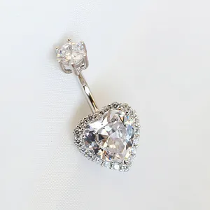 Heart Shaped GIA Diamond Halo Belly Ring