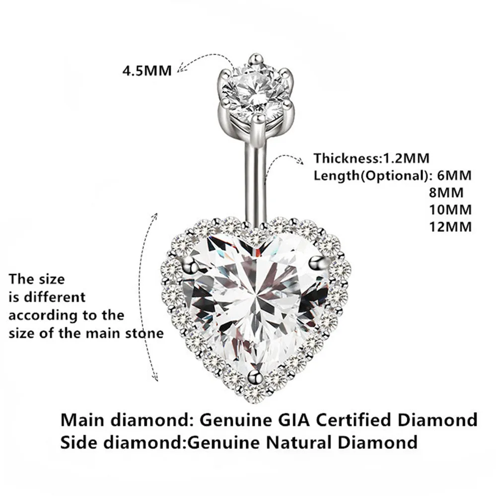 Heart Shaped Lab-Grown Diamond Halo Belly Ring