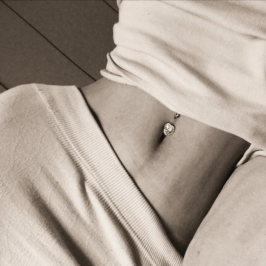 Heart Shaped Lab-Grown Diamond Halo Belly Ring