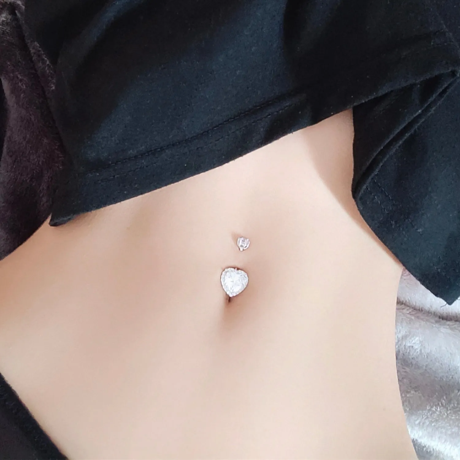 Heart Shaped Lab-Grown Diamond Halo Belly Ring