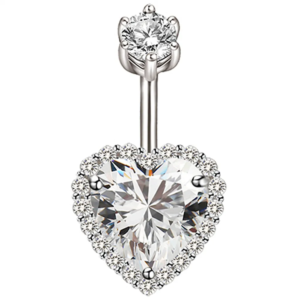 Heart Shaped Lab-Grown Diamond Halo Belly Ring