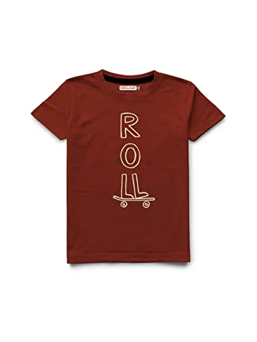 HELLCAT Boys Round Neck Printed Blended Cotton Tshirt -Combo Pack of 5 - Orange/15-16 Years