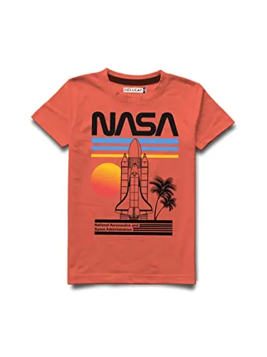 HELLCAT Boys Round Neck Printed Blended Cotton Tshirt -Combo Pack of 5 - Orange/15-16 Years