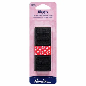 Hemline Woven Non-Roll Elastic - 31mm - Black