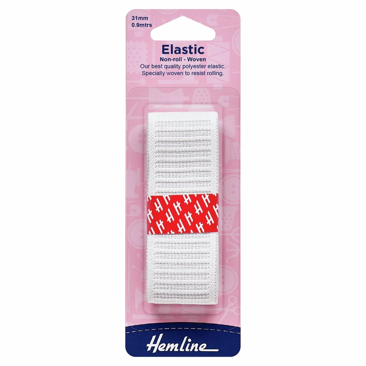 Hemline Woven Non-Roll Elastic - 31mm - White