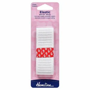 Hemline Woven Non-Roll Elastic - 31mm - White