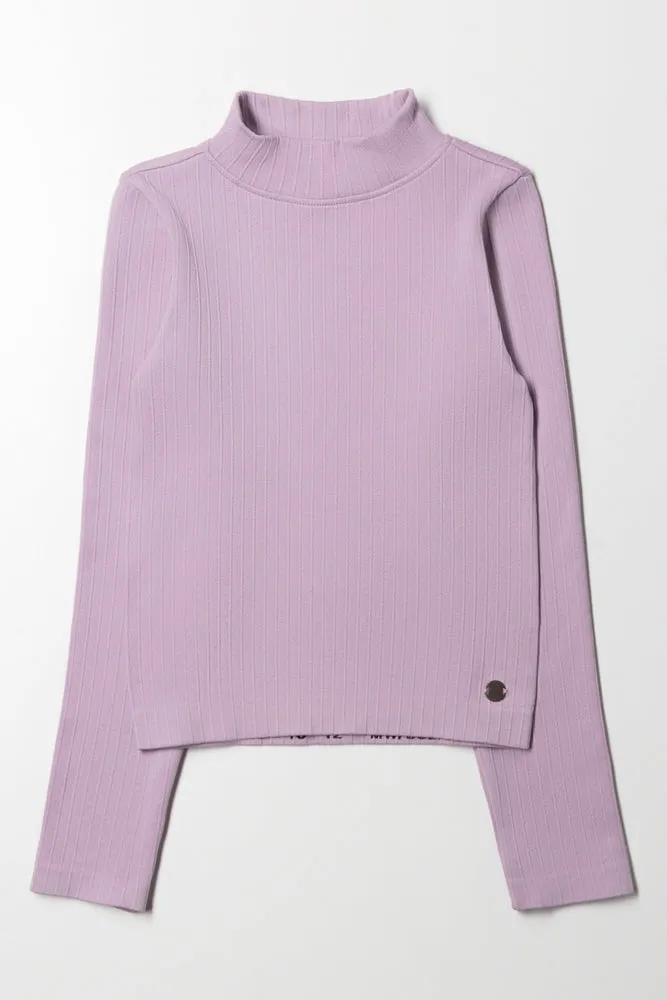 High Neck Seamless Top Lilac