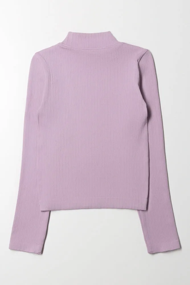 High Neck Seamless Top Lilac