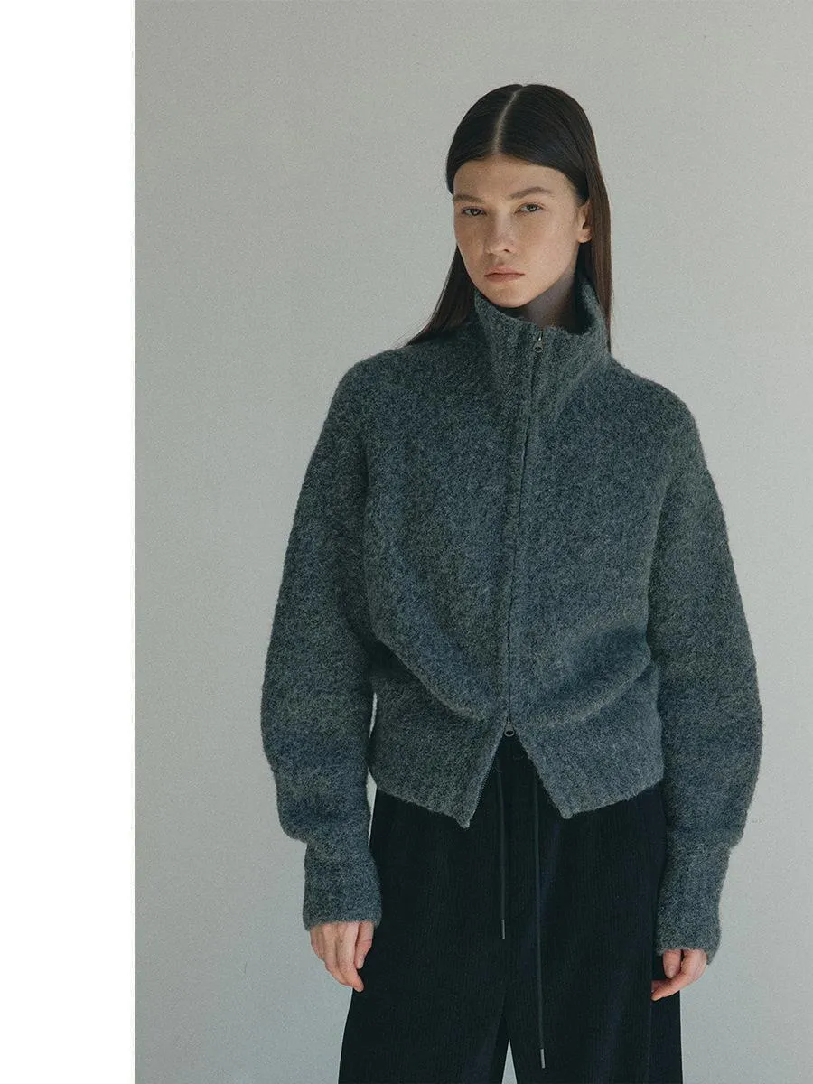 High-Neck Wool Knit Sweater
