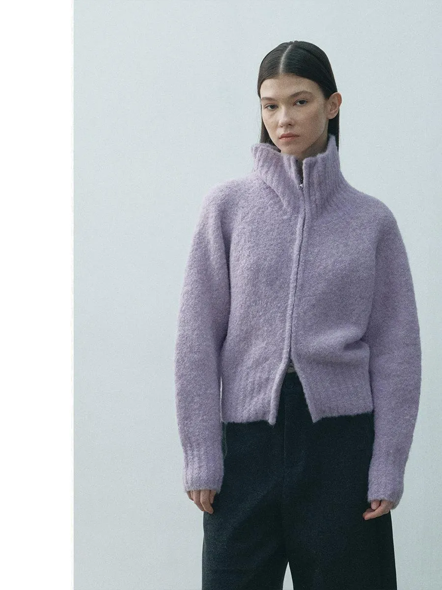 High-Neck Wool Knit Sweater