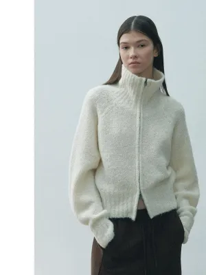 High-Neck Wool Knit Sweater