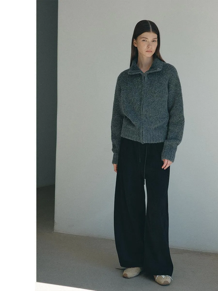 High-Neck Wool Knit Sweater