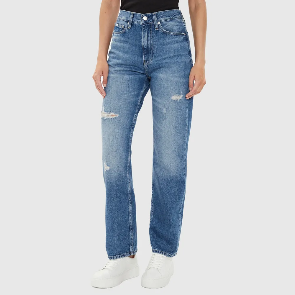 High Rise Straight Jeans - Denim Light