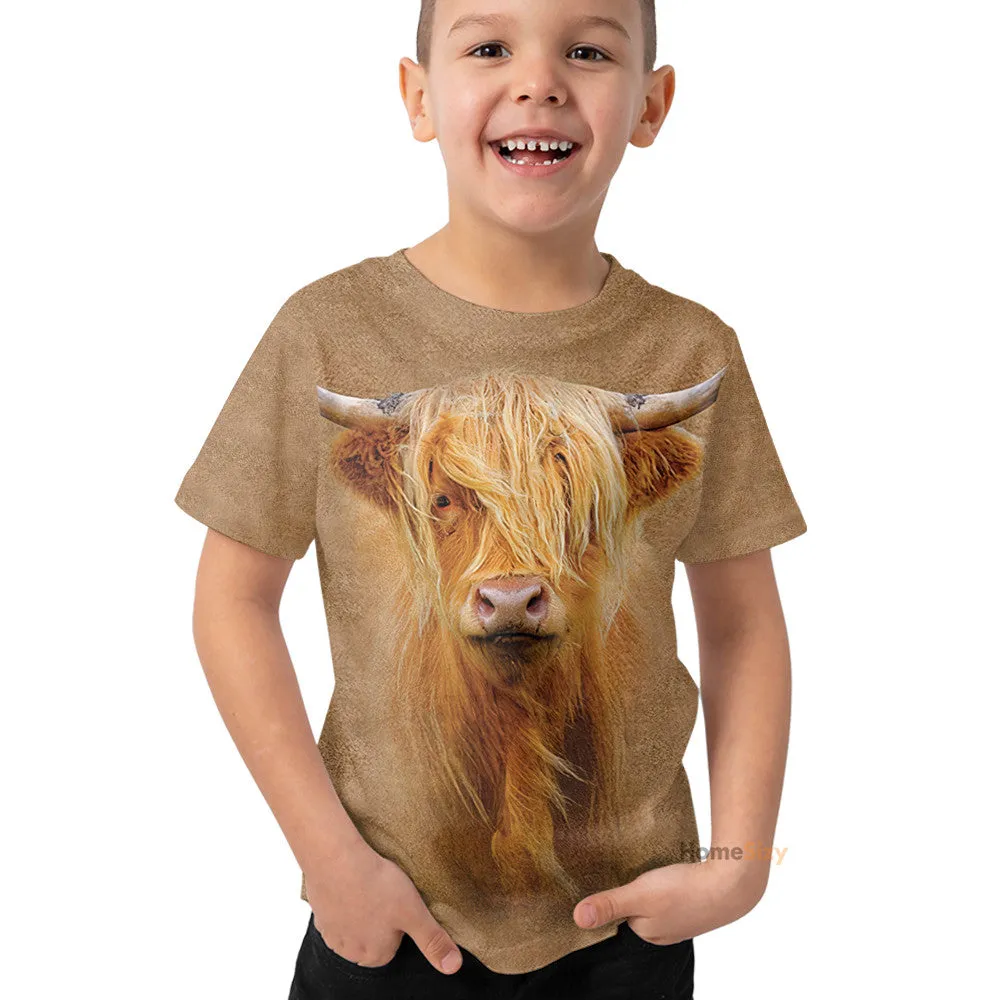 Highland Cattle - 3D Kid Tshirt QT212246Hg