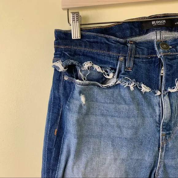 Hudson Holly High Rise Cropped Flare Jeans in Size 29 | Two-Tone Jeans