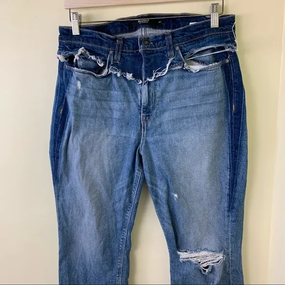 Hudson Holly High Rise Cropped Flare Jeans in Size 29 | Two-Tone Jeans