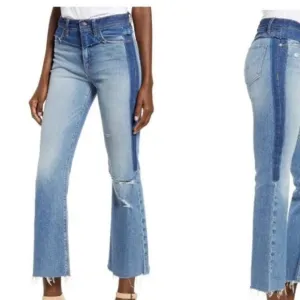 Hudson Holly High Rise Cropped Flare Jeans in Size 29 | Two-Tone Jeans