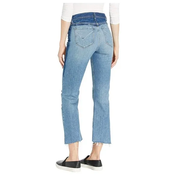 Hudson Holly High Rise Cropped Flare Jeans in Size 29 | Two-Tone Jeans