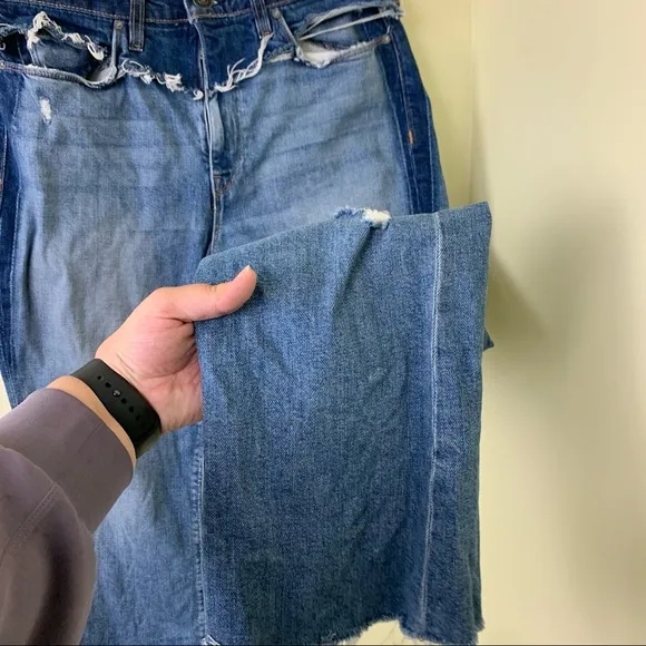 Hudson Holly High Rise Cropped Flare Jeans in Size 29 | Two-Tone Jeans