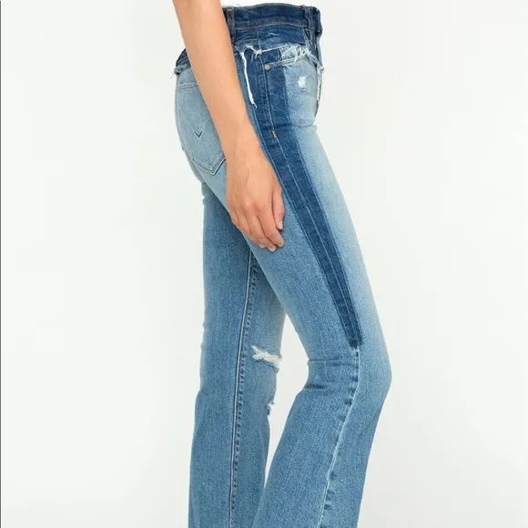 Hudson Holly High Rise Cropped Flare Jeans in Size 29 | Two-Tone Jeans