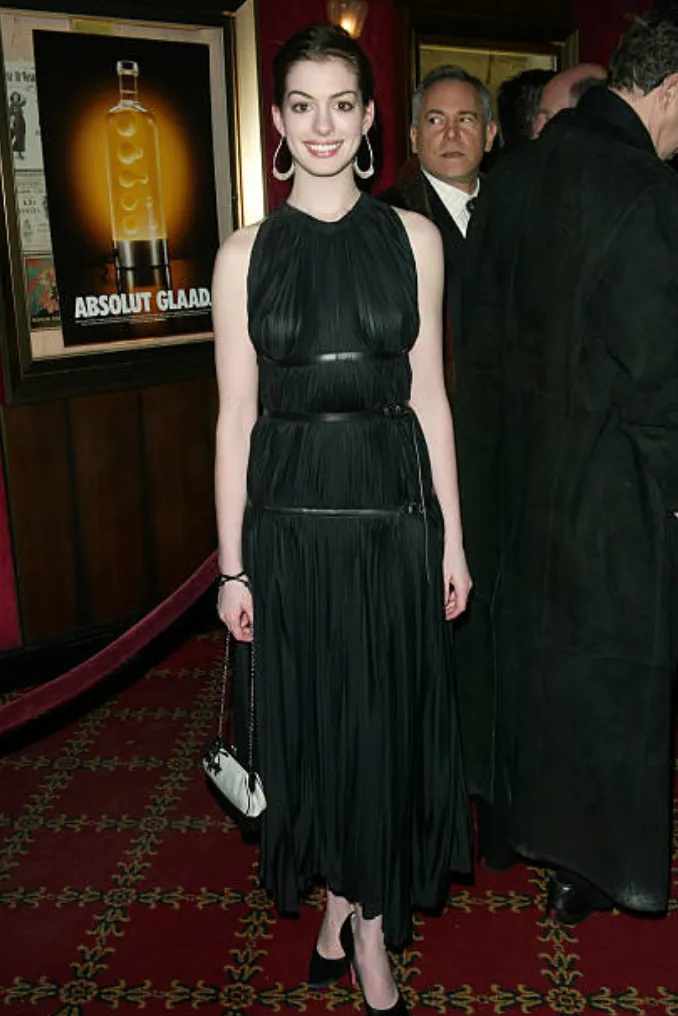 Iconic Fall 2002 Prada Runway & Museum Held Pleated Black Silk & Leather Strap Dress