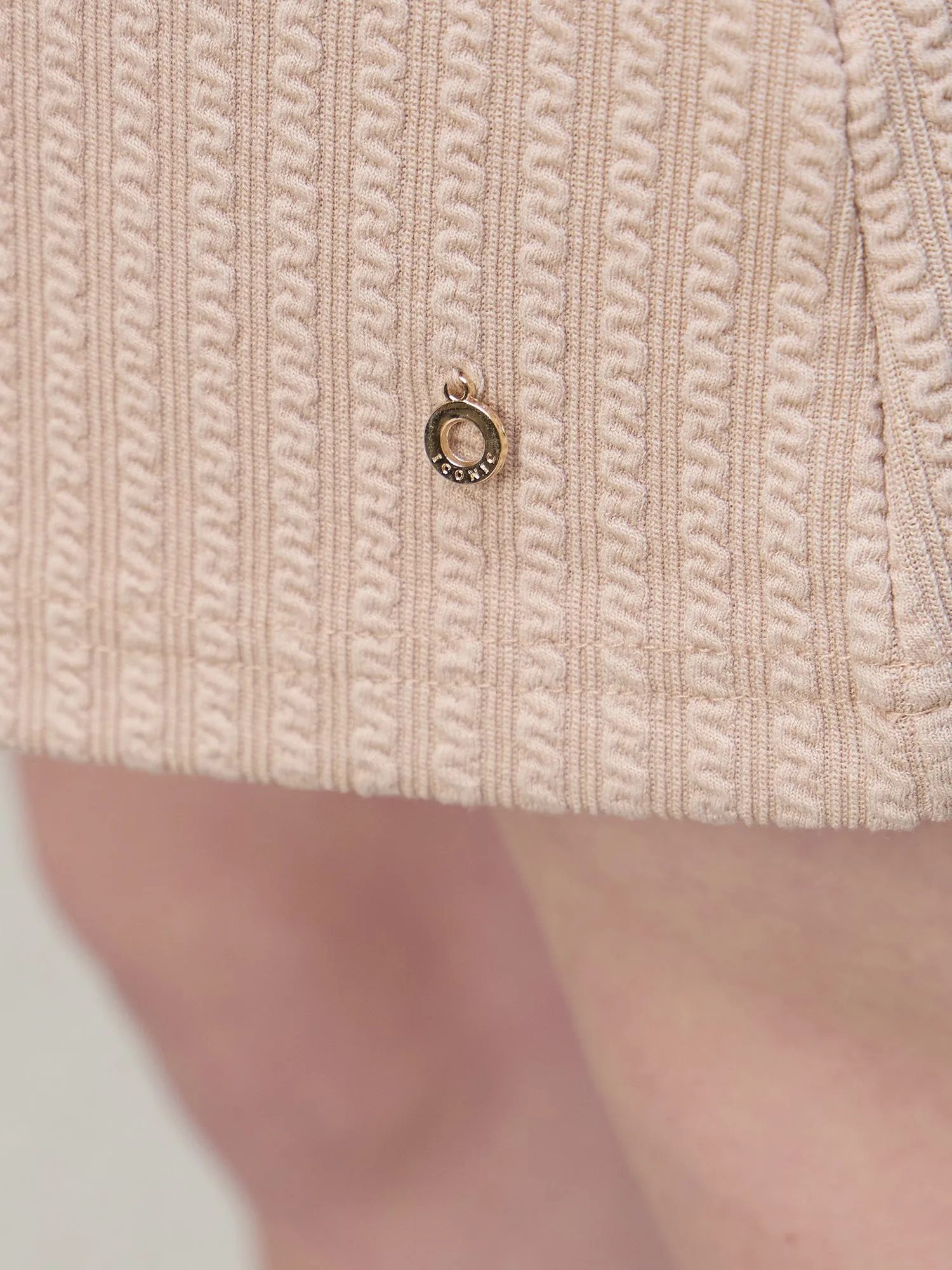 Iconic Women Beige Structured Polo Dress