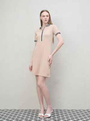 Iconic Women Beige Structured Polo Dress