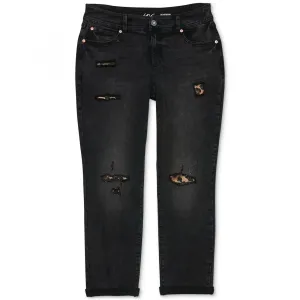 INC International Concepts Destructed Animal Print Curvy Fit Boyfriend Jeans