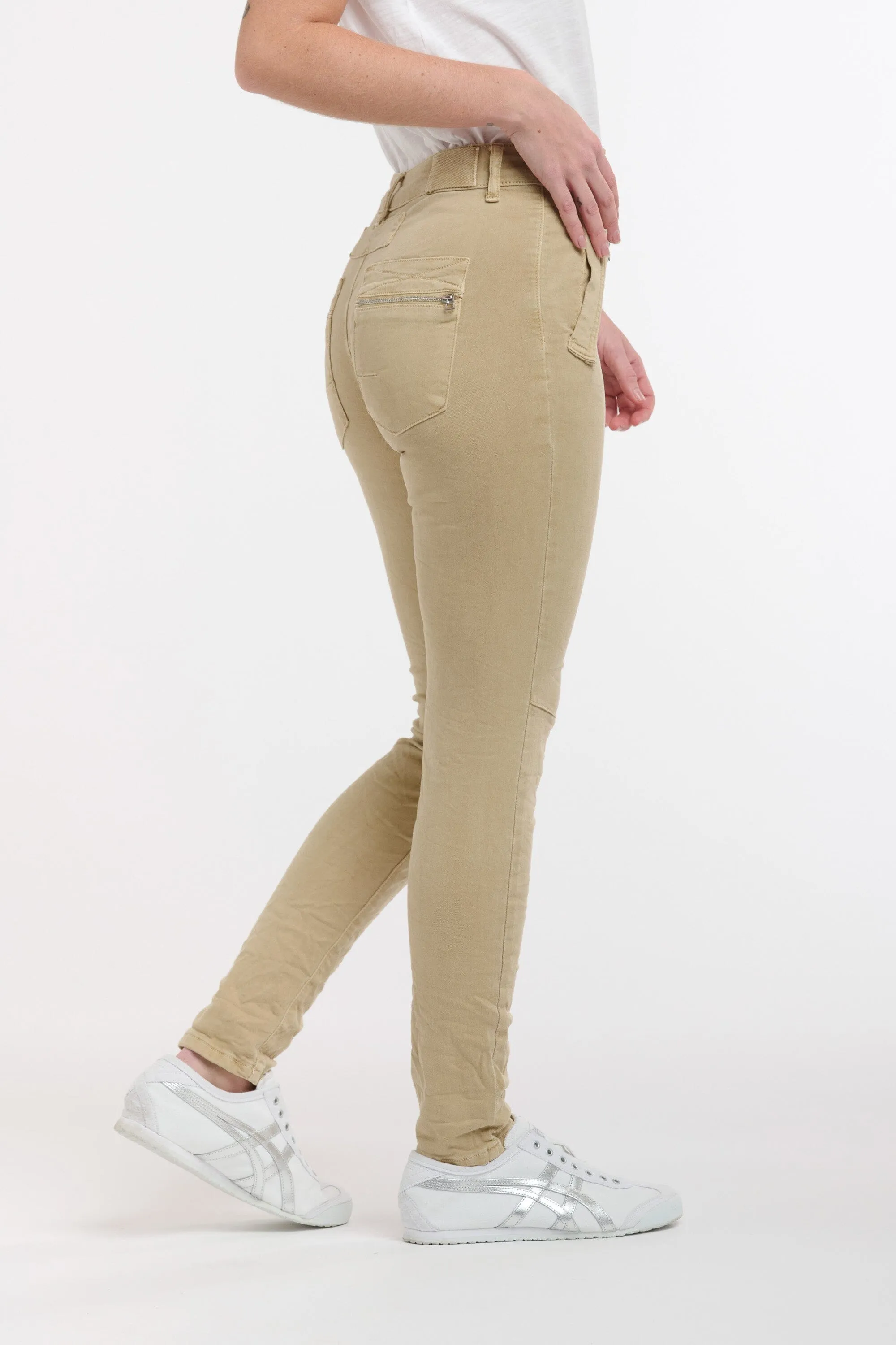 ITALIAN STAR Button Jeans - Light Clay