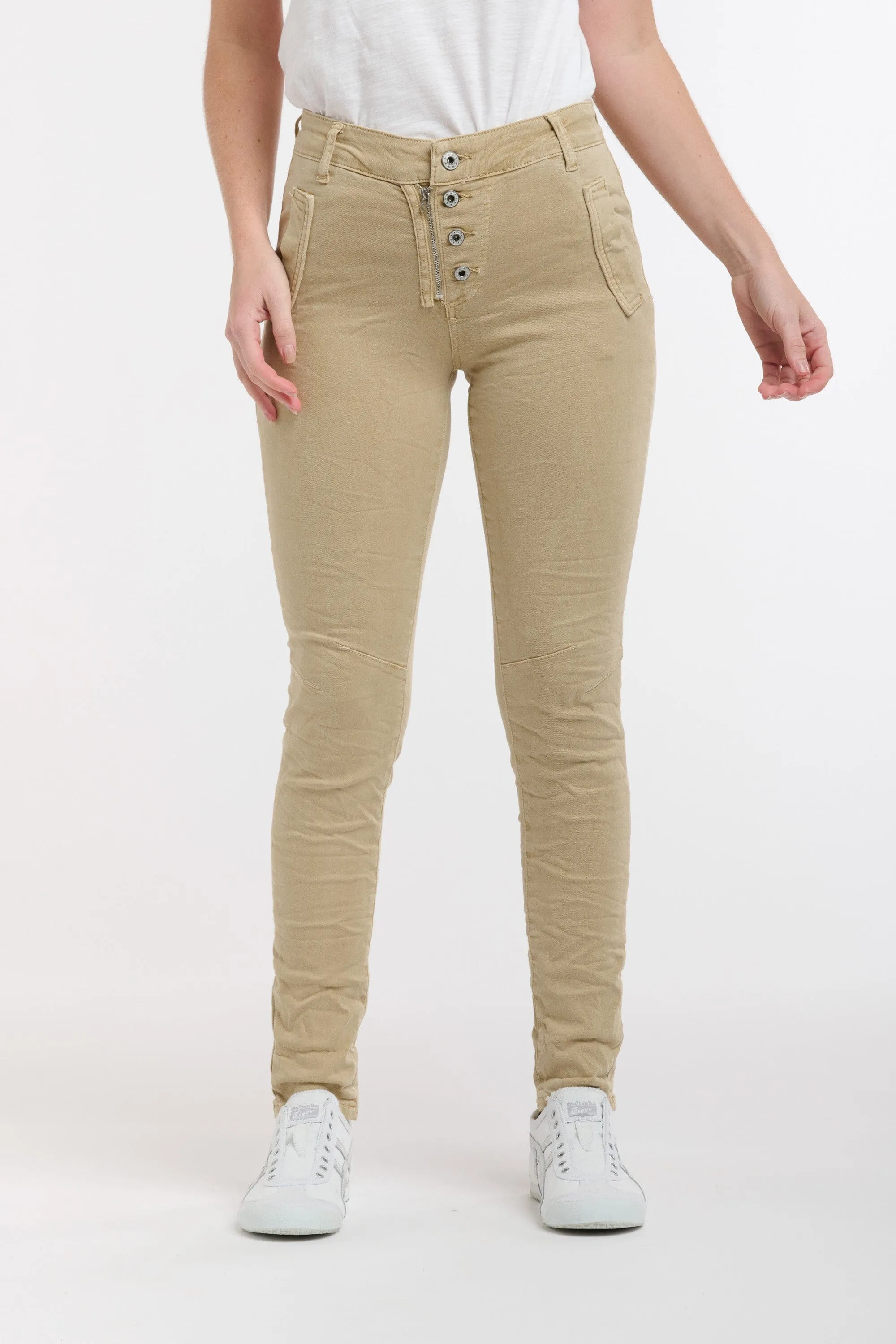 ITALIAN STAR Button Jeans - Light Clay