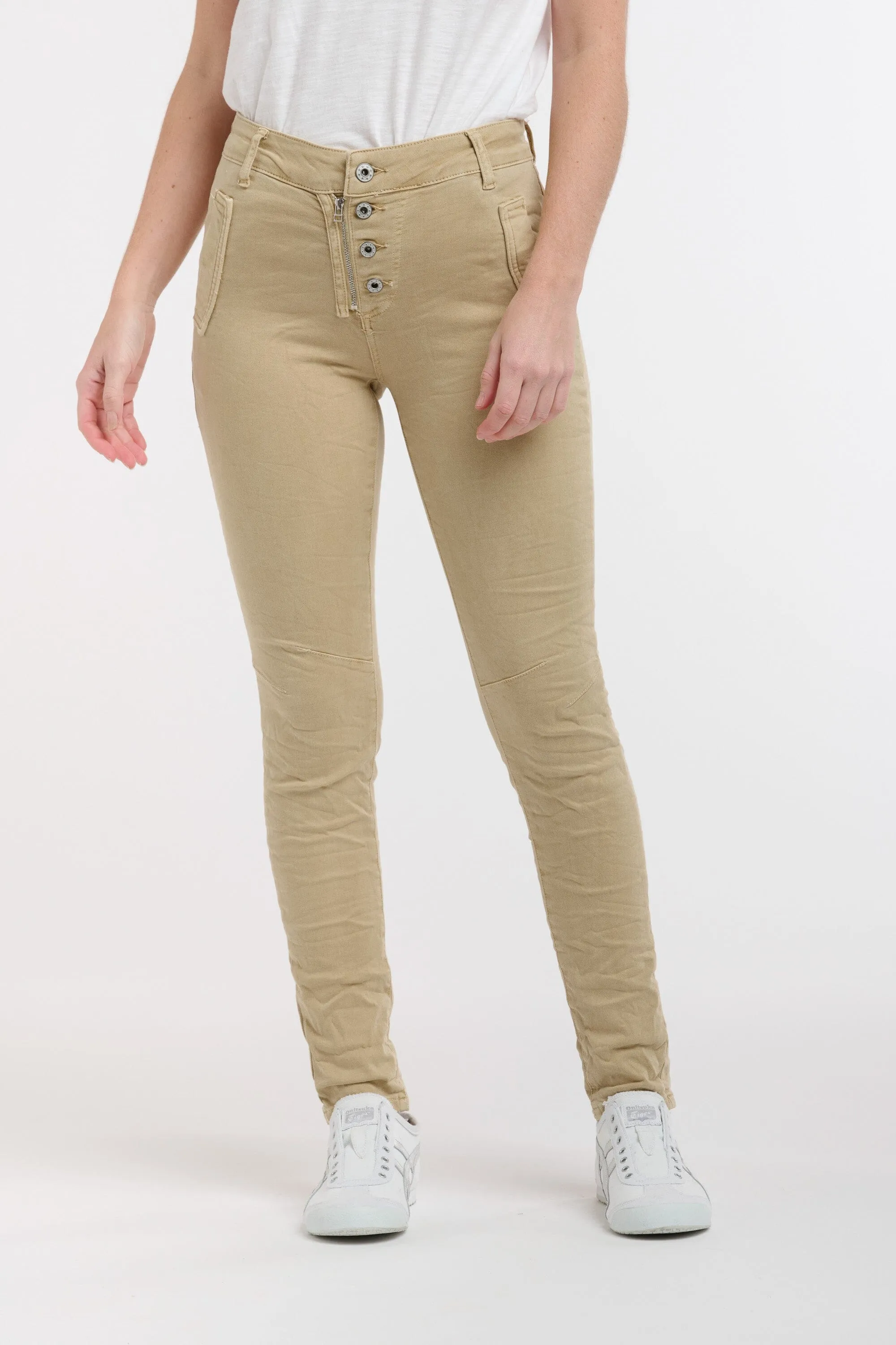 ITALIAN STAR Button Jeans - Light Clay