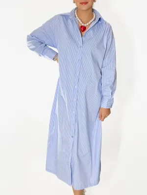 Ivy Pinstripe Button-Up Shirt Dress