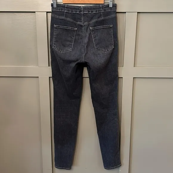 J Brand Natasha Sky High Skinny Jeans in Obscura Washed Black Button Fly Size 29