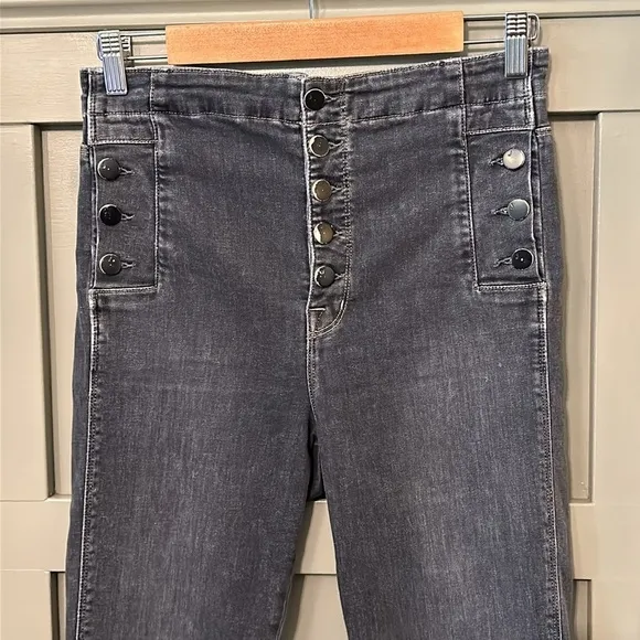 J Brand Natasha Sky High Skinny Jeans in Obscura Washed Black Button Fly Size 29