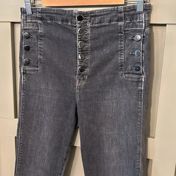 J Brand Natasha Sky High Skinny Jeans in Obscura Washed Black Button Fly Size 29