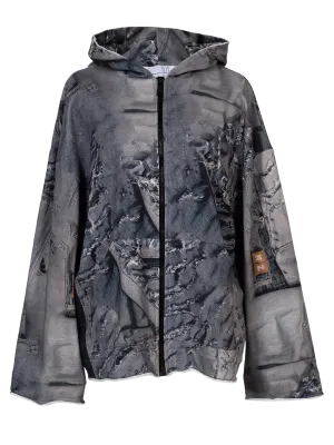 Jeans-print Zip-up Hoodie