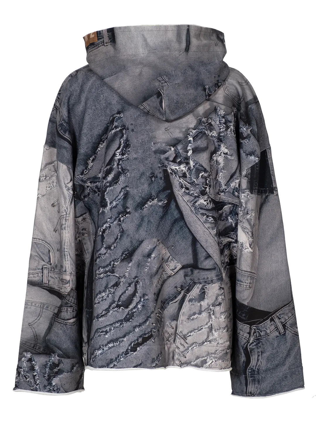 Jeans-print Zip-up Hoodie