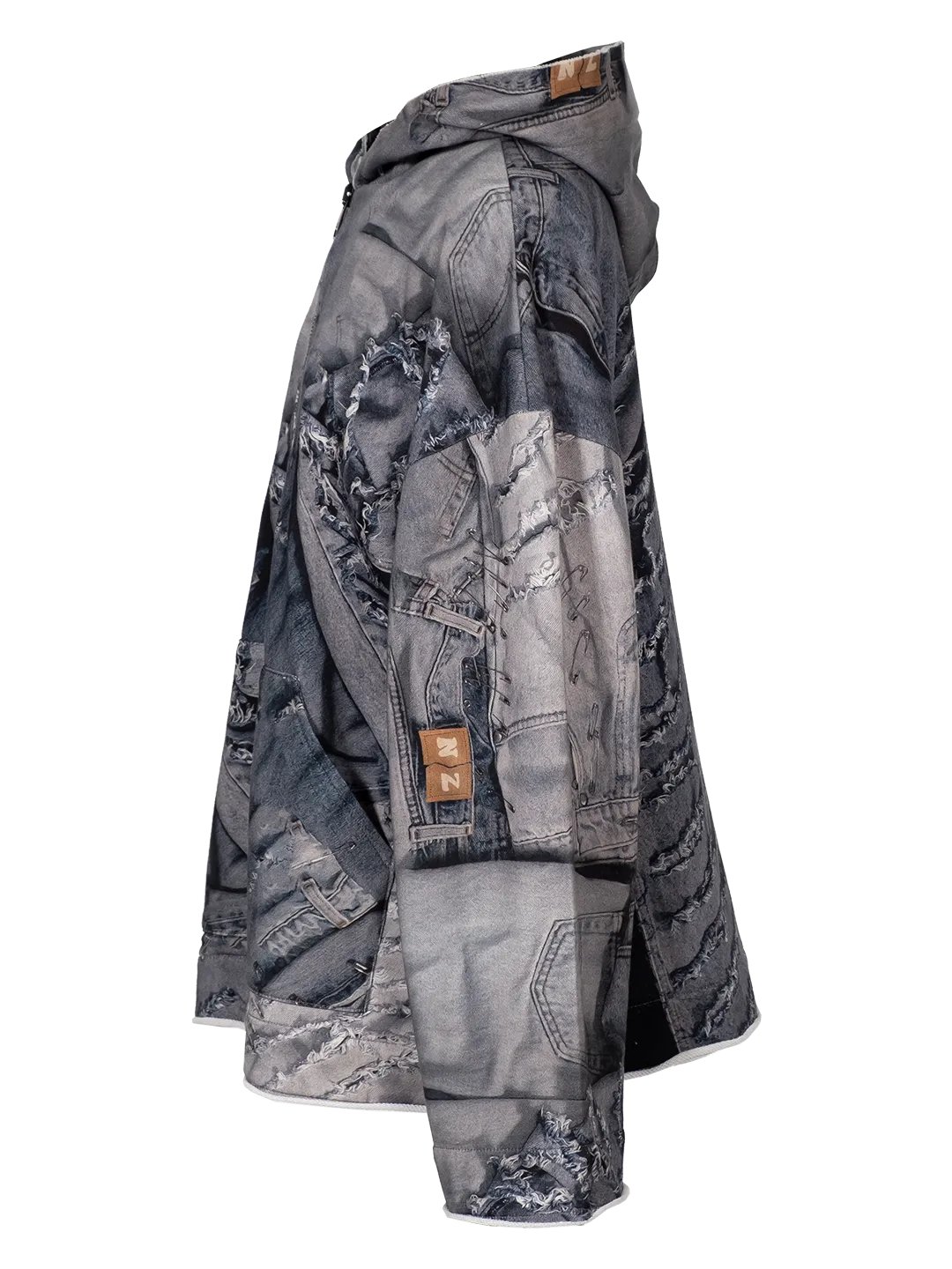 Jeans-print Zip-up Hoodie