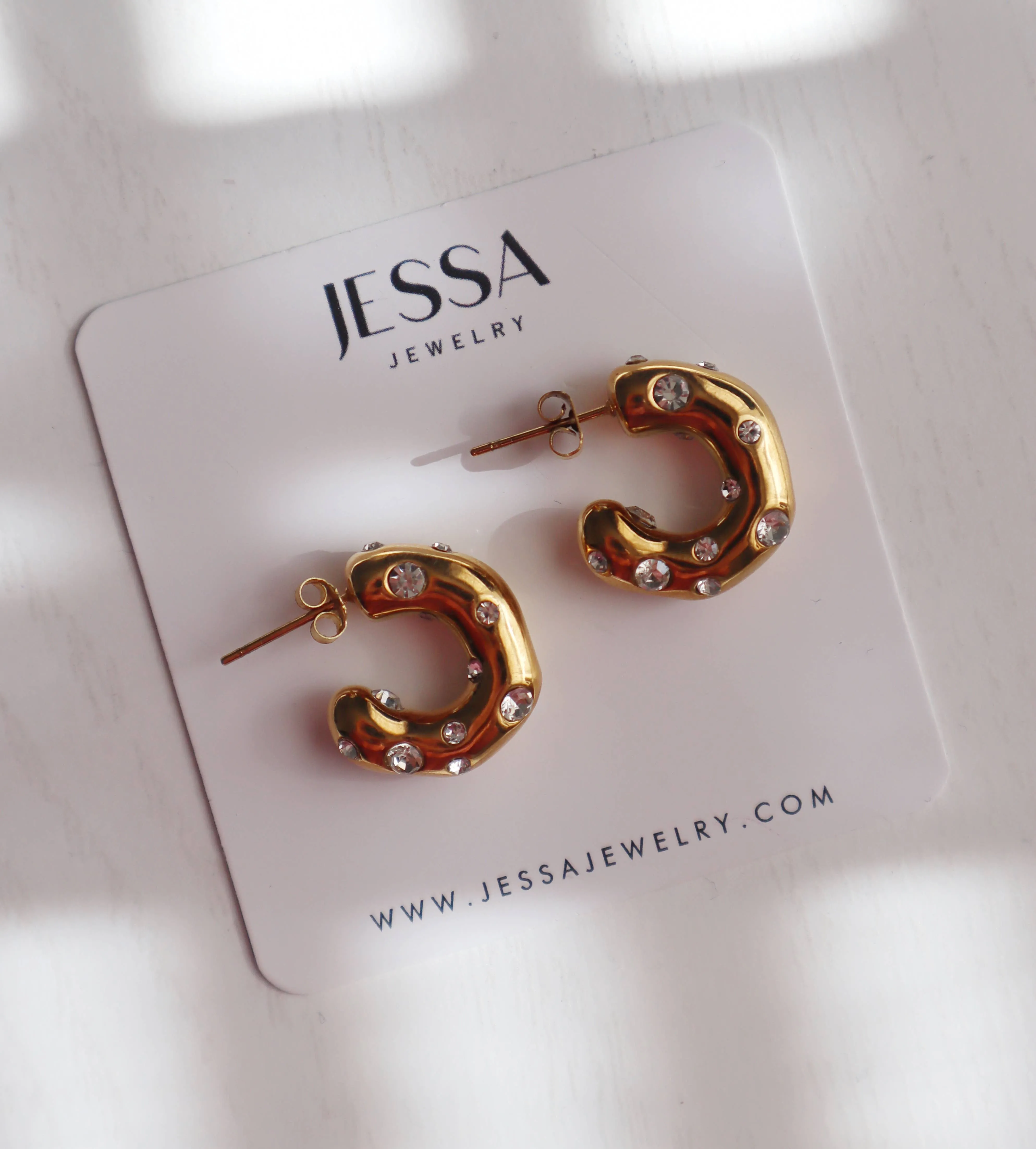 JESSA Jewelry - Dazzle Hoops | CZ Chunky Gold Hoops