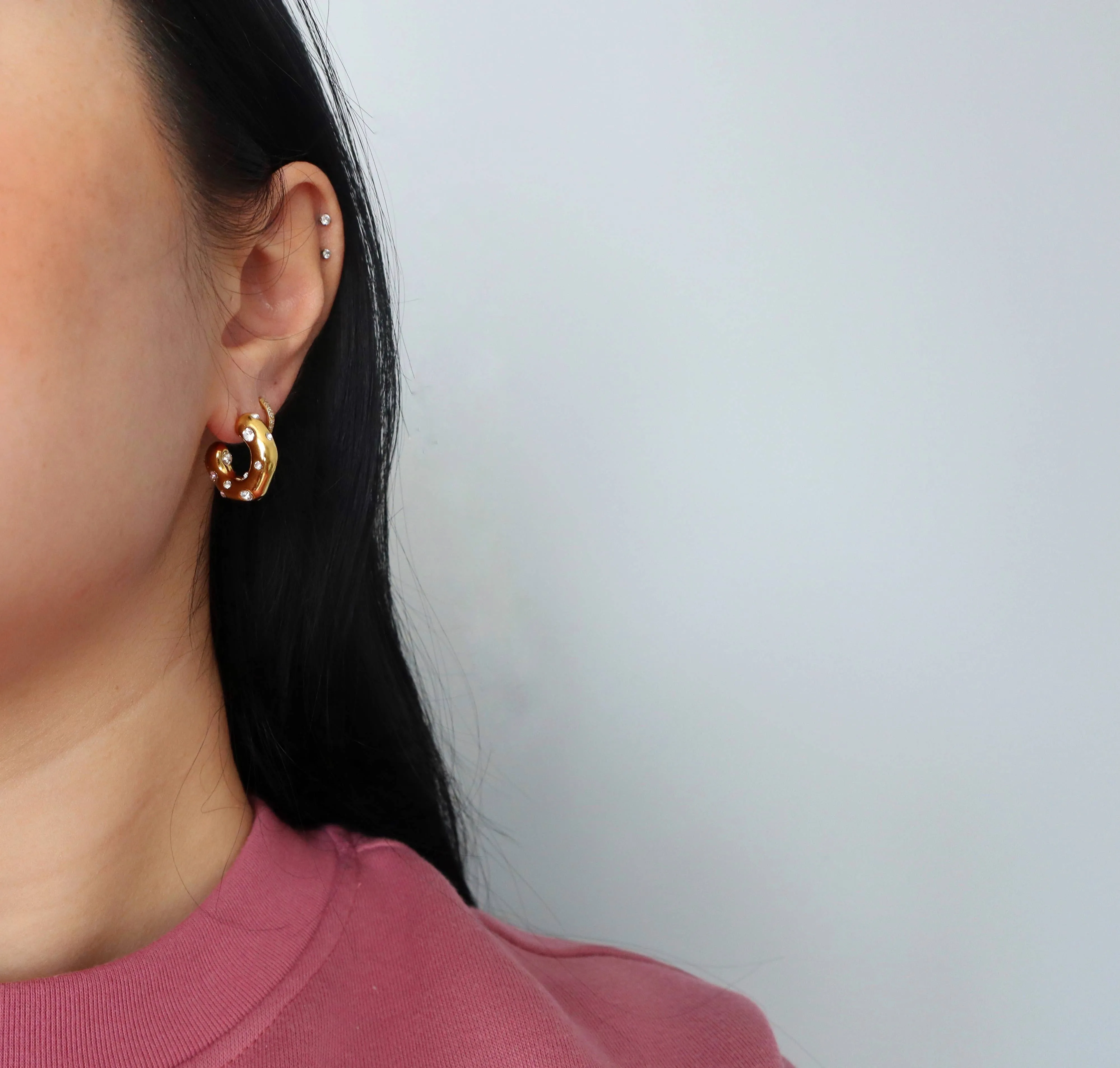 JESSA Jewelry - Dazzle Hoops | CZ Chunky Gold Hoops