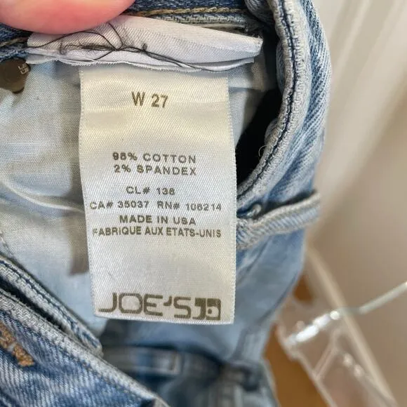 Joe's Jeans The Debbie High Rise Straight Crop 2-Tone Blue Raw Hem 27