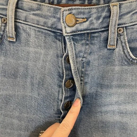 Joe's Jeans The Debbie High Rise Straight Crop 2-Tone Blue Raw Hem 27