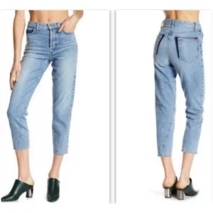 Joe's Jeans The Debbie High Rise Straight Crop 2-Tone Blue Raw Hem 27