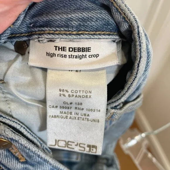 Joe's Jeans The Debbie High Rise Straight Crop 2-Tone Blue Raw Hem 27
