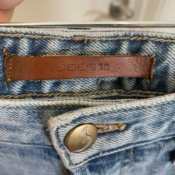 Joe's Jeans The Debbie High Rise Straight Crop 2-Tone Blue Raw Hem 27