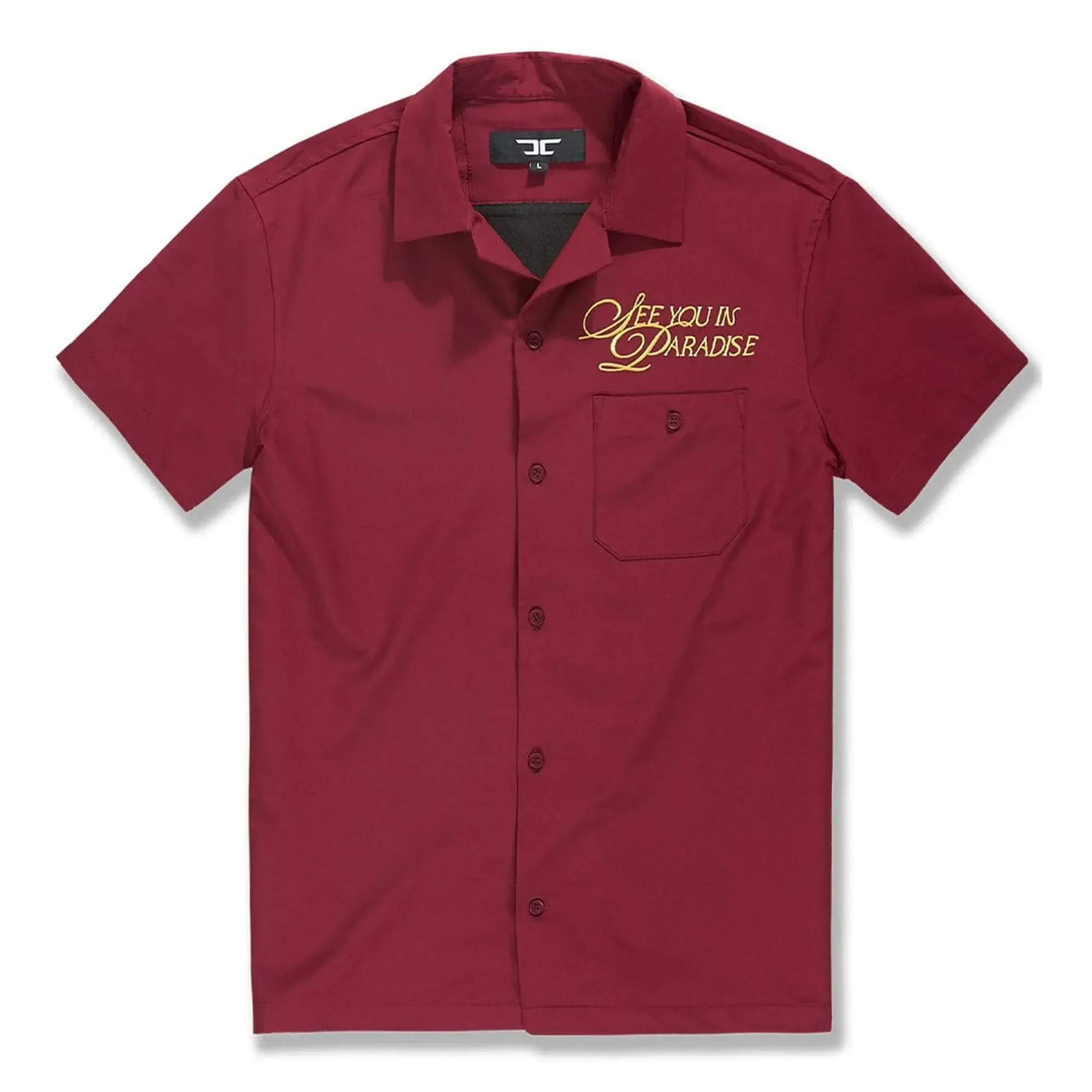 Jordan Craig Men Oakland Mechanic Embroidered Camp Shirt (Wine)