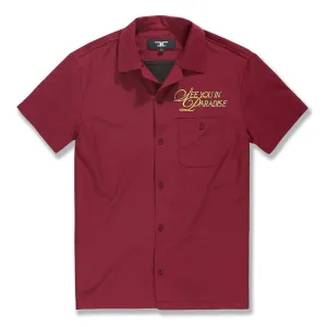 Jordan Craig Men Oakland Mechanic Embroidered Camp Shirt (Wine)