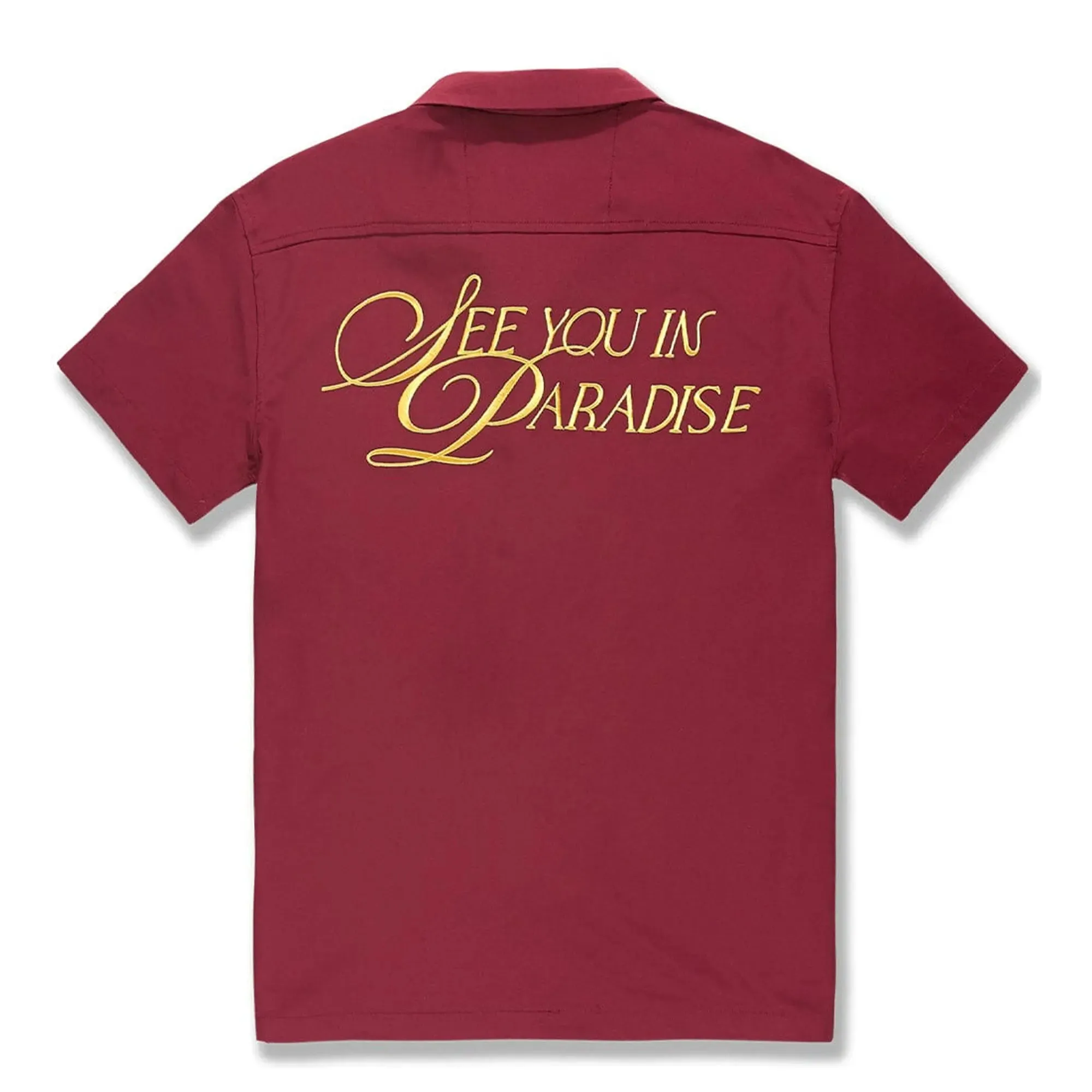 Jordan Craig Men Oakland Mechanic Embroidered Camp Shirt (Wine)