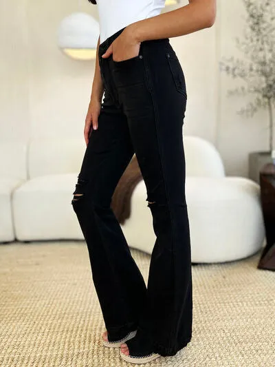 Judy Blue Full Size High Waist Distressed Flare Jeans