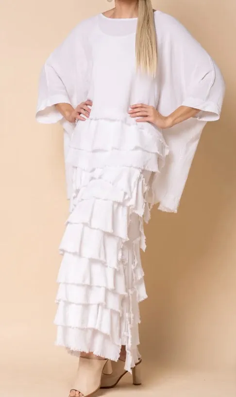 Julie Linen Skirt In Pink Black White Gum Leaf By Imagine Fashion